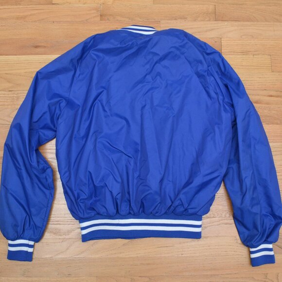 Vintage D.G. Sportswear Satin Nylon Blue Bomber Jacket Mens XL w/Logo USA - Picture 2 of 7